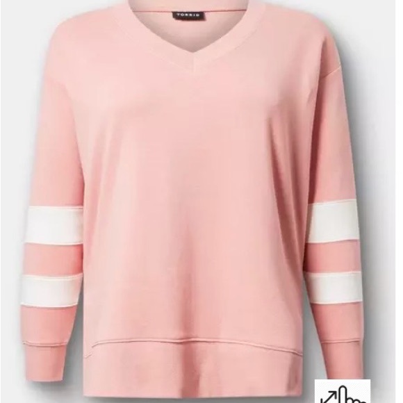 NWT Torrid Blush Oversized V-Neck Sweatshirt, Perfect for Leggings! - Picture 7 of 11